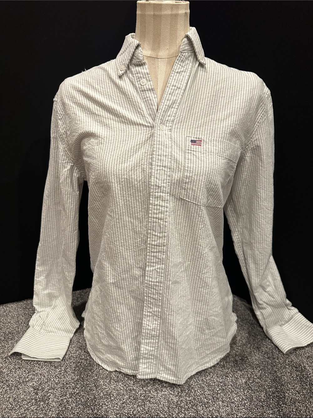 Brandy Melville long sleeve stripped button down with American flag